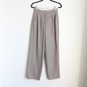 Babaton Tan Wide Leg Pants High Waisted Pleated